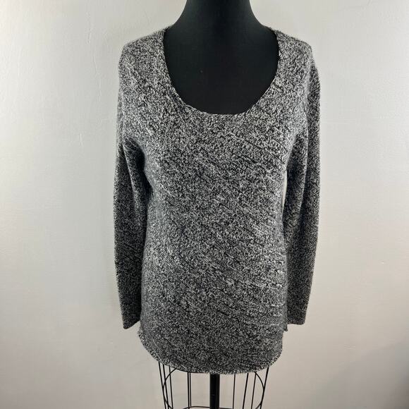 Neiman Marcus Gray Sweater Cashmere Scoop Neck Marled Knit Fleece Size Medium M - Picture 2 of 11